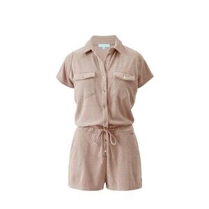 MELISSA‎ ODABASH Cheryl Playsuit Romper Large Almond Beige Brown NEW Lounge Swim
